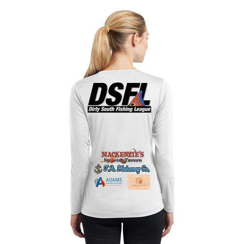 DSFL Women's Long Sleeve Performance T Shirt Black and White FIN