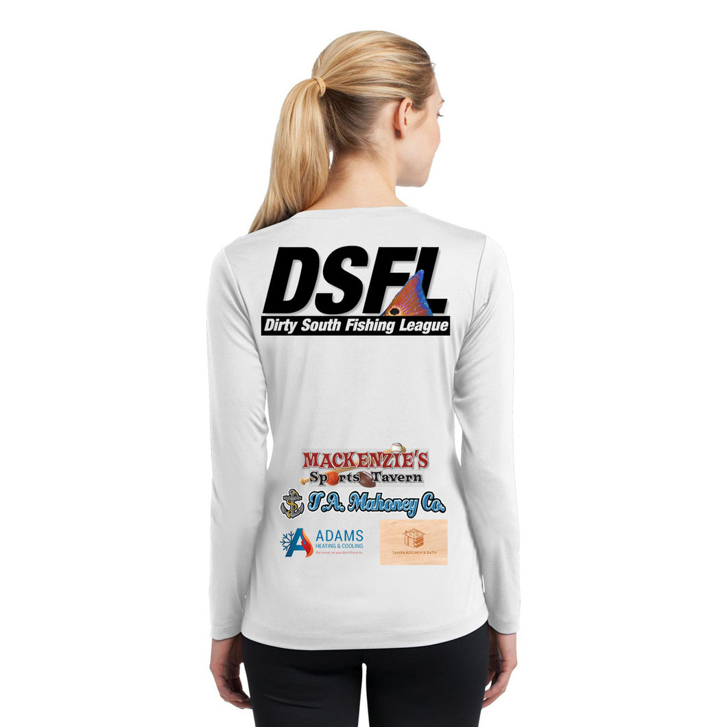 DSFL Women's Long Sleeve Performance T Shirt Black and White FIN