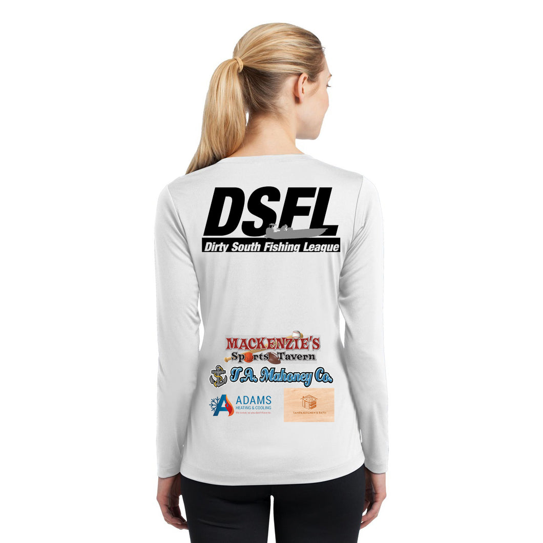 DSFL Women's Long Sleeve Performance T Shirt Black and White Boat