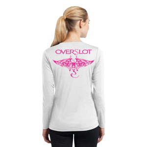 Pink Manta Ray Logo Women's Long Sleeve Performance Shirt